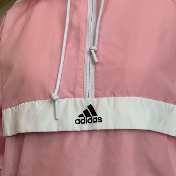 SOLD - Adidas Pink & White Nylon Hoodie Windbreaker - Picture 4 of 8